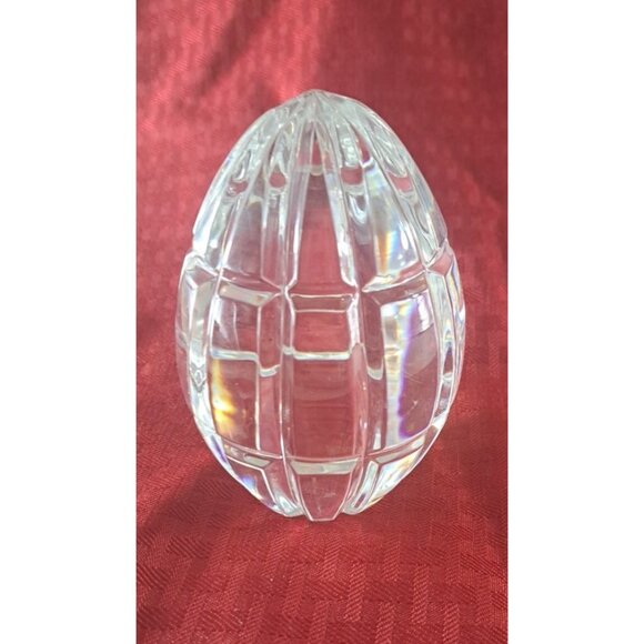 Vintage Large Crystal Egg Paperweight Faceted Cut Design Office Desk 3.75" - Picture 3 of 5